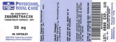 Indomethacin Capsules 50 mg Bottles (50mg Package Label)